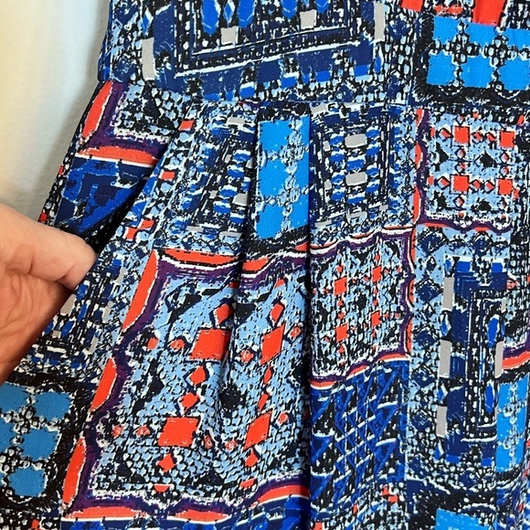 KUT FROM THE KLOTH GRETA JUMPSUIT SZ 6 HALTER TOP PLEATED SIDE POCKETS BLUE RED - Picture 8 of 13